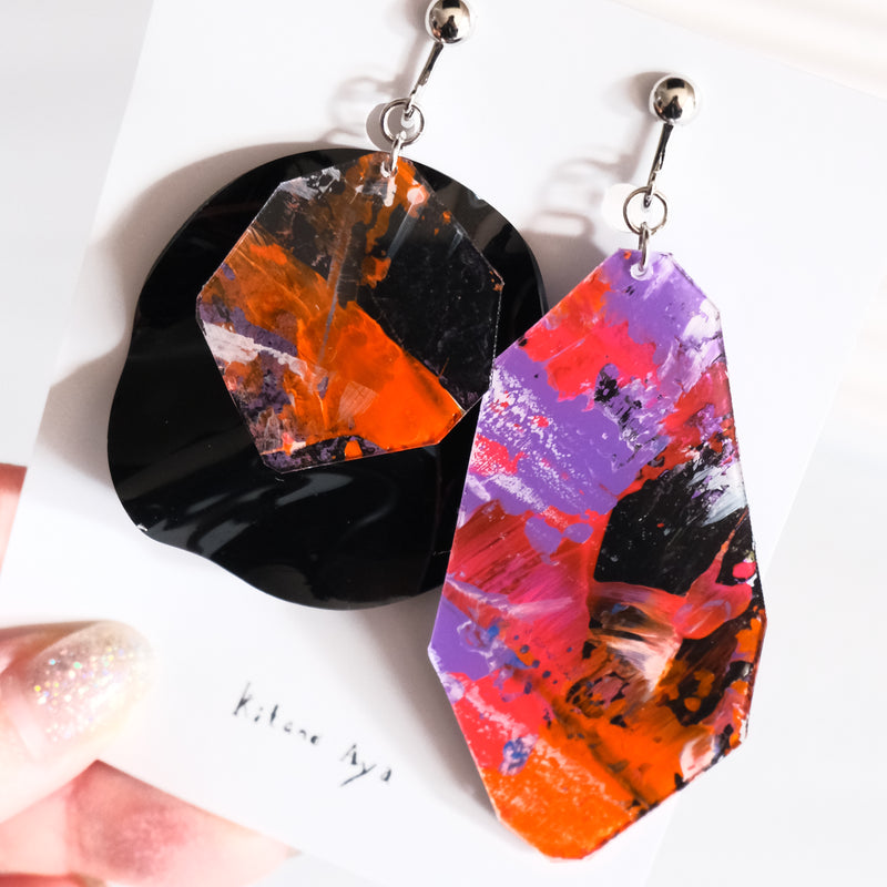 <イヤリング>BLK + Hang  Clip-on earrings New Year Sale!